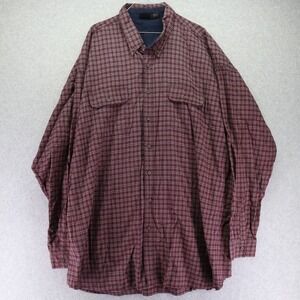 Falcon Bay Shirt Mens 4XLT Tall Utility Flap Pocket Button Red Plaid Long Sleeve